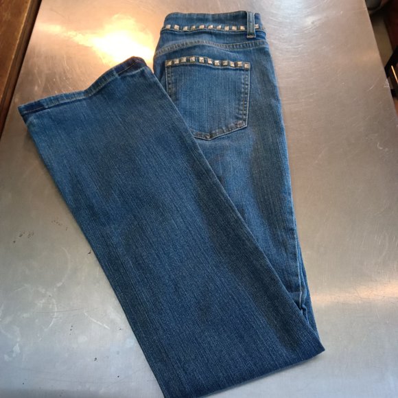Cache Boot Cut Mid Rise Denim Jeans, Stud Details Excellent Y2K - Picture 3 of 7